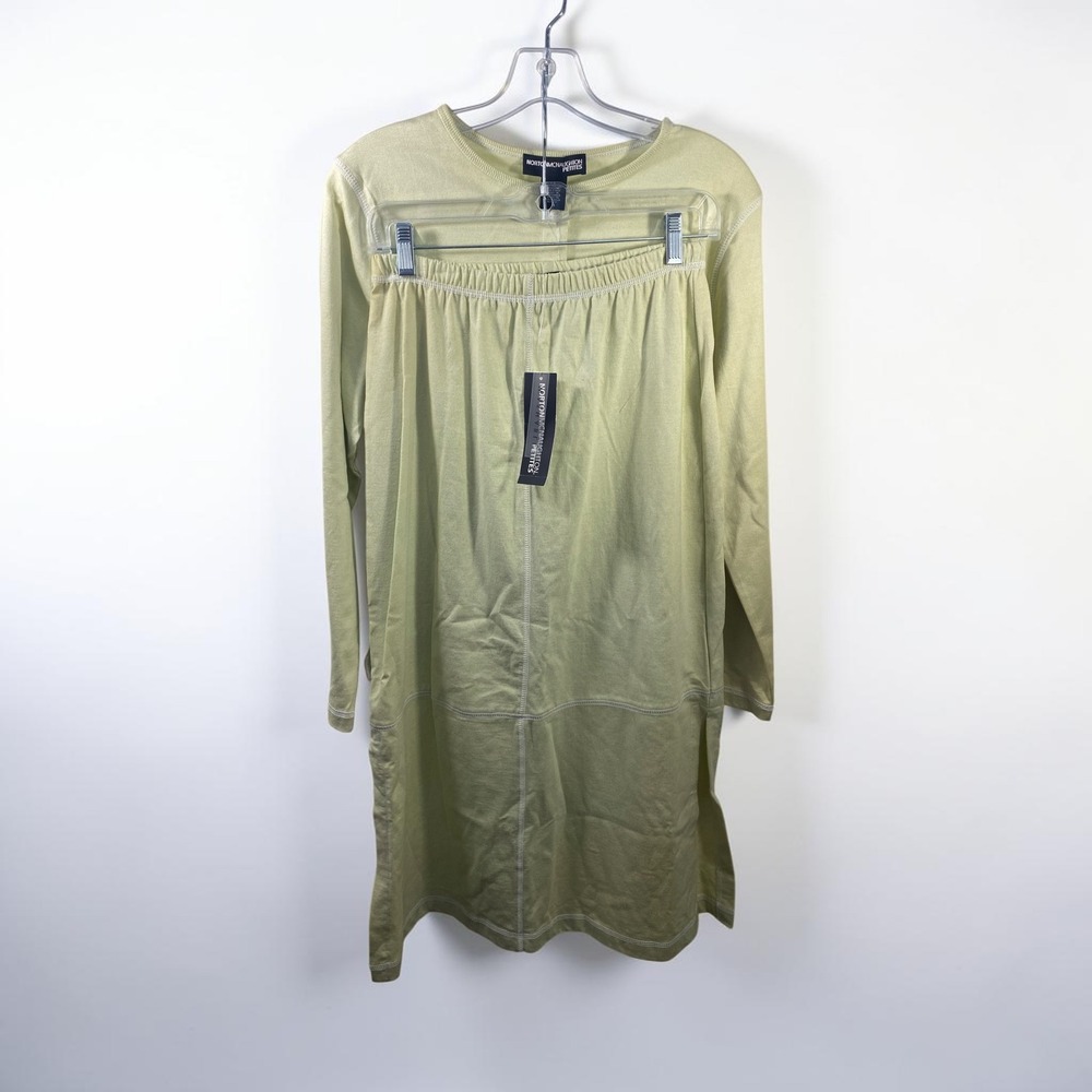 Norton McNaughton Petites 2 Piece Skirt Set Sage Green Long Sleeve Top Size PL